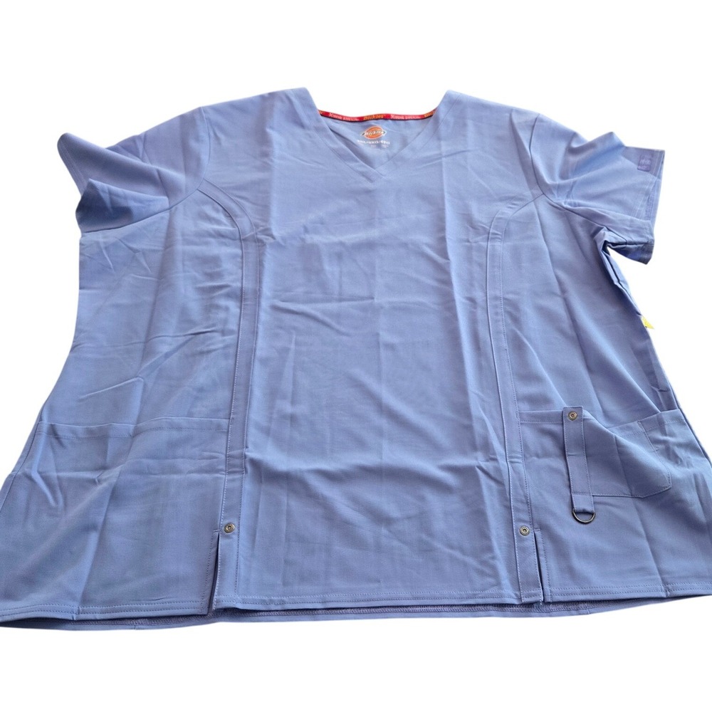 Dickies Xtreme Stretch Scrub Top‎ Women 4XL Blue V-Neck New With Tags